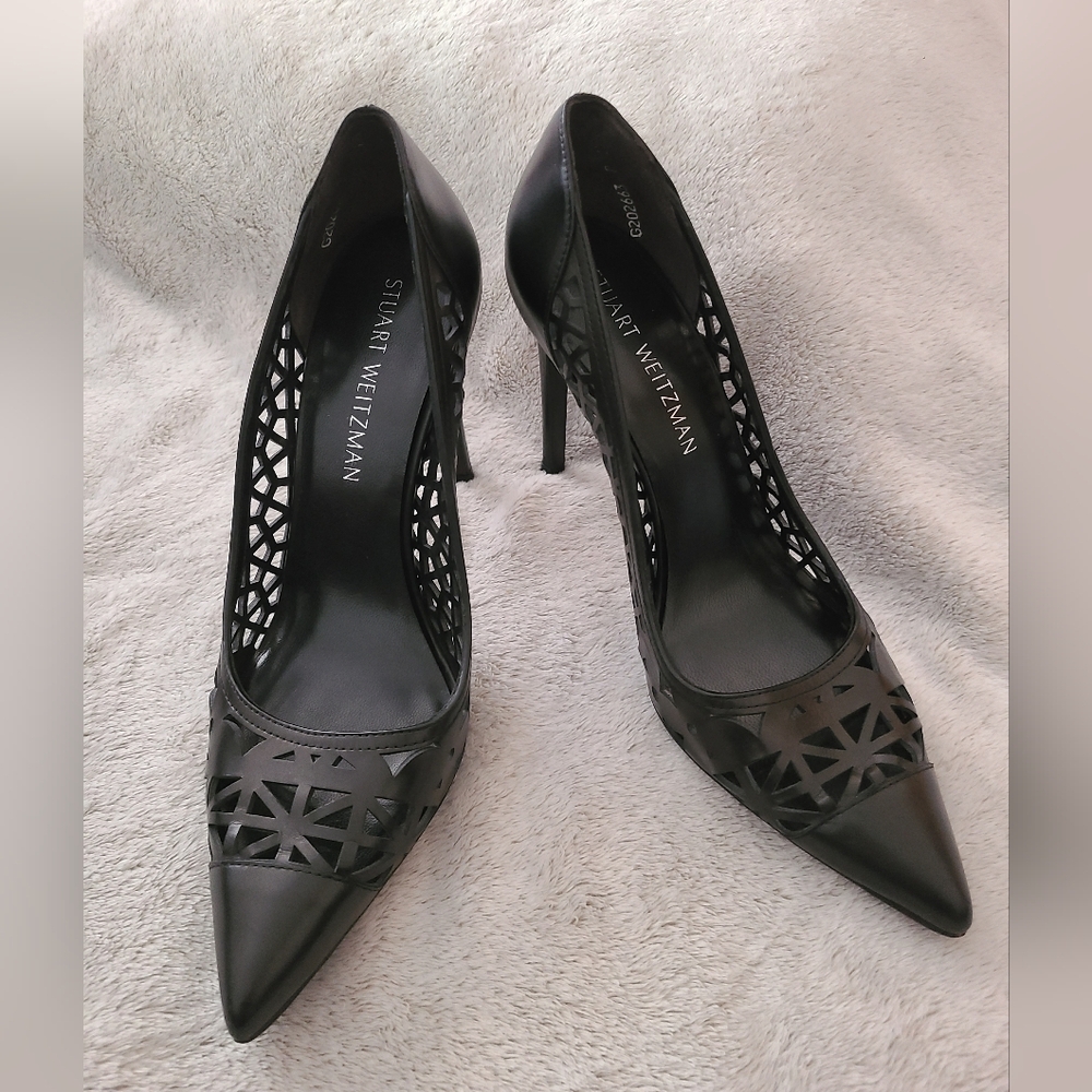 Stuart Weitzman Black Geometric Cutout Pumps Size 8
